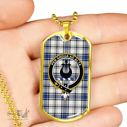 ScottishPlaid Hannay (Haney) (Hanna of Sorbie) Modern Clan Tartan Dog Tag Necklace - Crest Classic Scottish Plaid Tartan Plaid