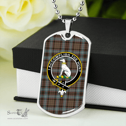 ScottishPlaid Hunter of Peebleshire (Michael of Peebleshire) Weathered Clan Tartan Dog Tag Necklace - Crest Classic Scottish Plaid Tartan Plaid