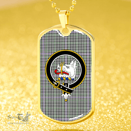 ScottishPlaid Halliday (Holliday) Ancient Clan Tartan Dog Tag Necklace - Crest Classic Scottish Plaid Tartan Plaid