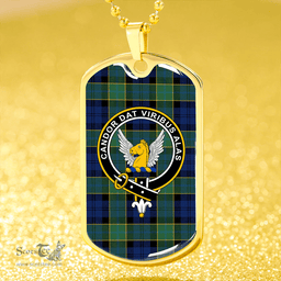 ScottishPlaid Hogarth Modern Clan Tartan Dog Tag Necklace - Crest Classic Scottish Plaid Tartan Plaid