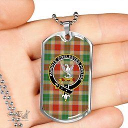 ScottishPlaid Gibson (Gibbs) Ancient Clan Tartan Dog Tag Necklace - Crest Classic Scottish Plaid Tartan Plaid