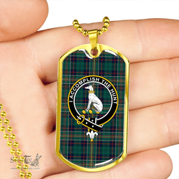 ScottishPlaid Hunter of Hunterston (Michael of Hunterston) Modern Clan Tartan Dog Tag Necklace - Crest Classic Scottish Plaid Tartan Plaid