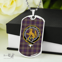 ScottishPlaid Gillies Weathered Clan Tartan Dog Tag Necklace - Crest Classic Scottish Plaid Tartan Plaid
