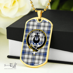 ScottishPlaid Hannay (Haney) (Hanna of Sorbie) Modern Clan Tartan Dog Tag Necklace - Crest Classic Scottish Plaid Tartan Plaid