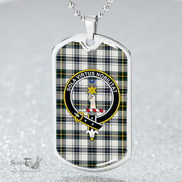 ScottishPlaid Henderson Dress #3 (MacKendrick Dress #3) Modern Clan Tartan Dog Tag Necklace - Crest Classic Scottish Plaid Tartan Plaid