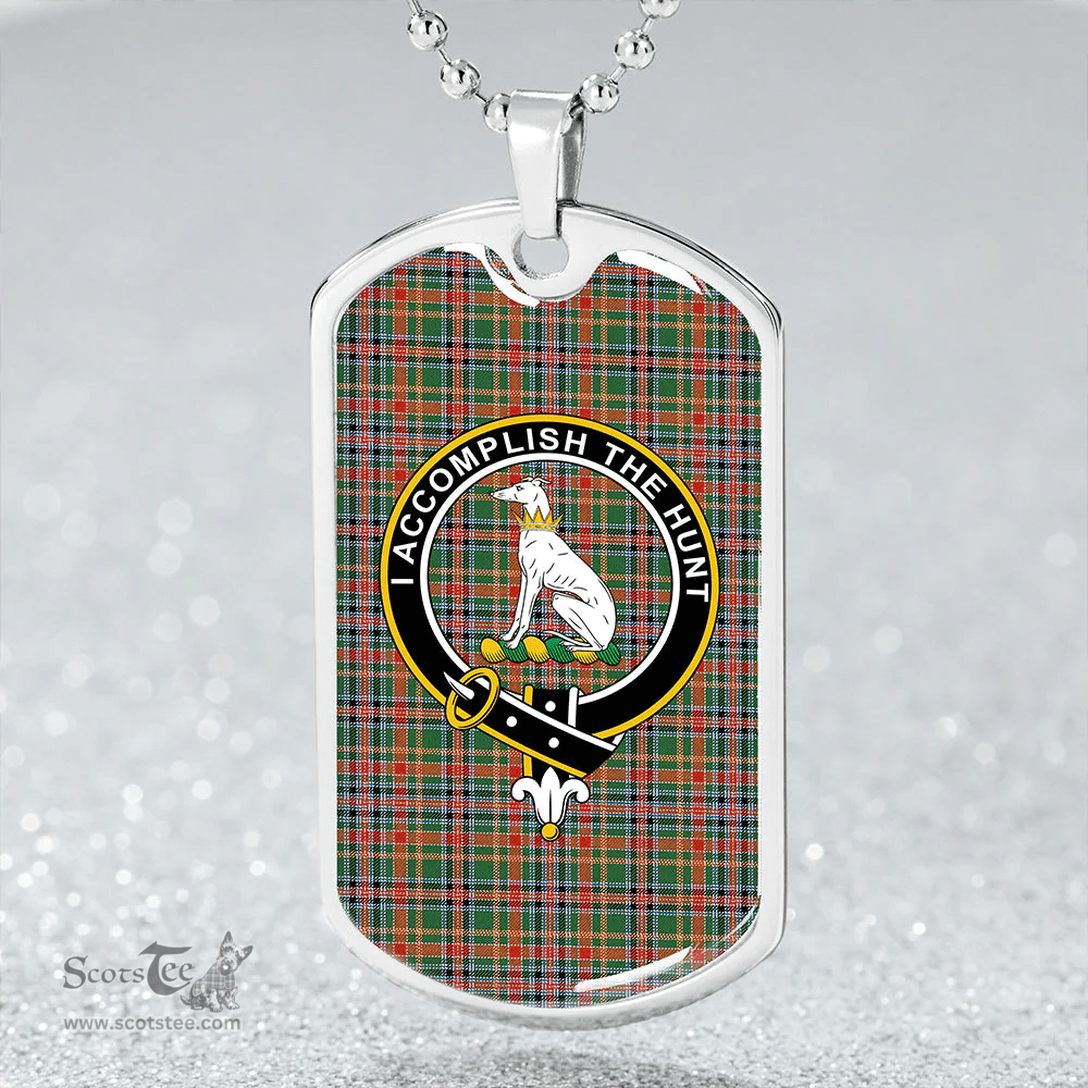 ScottishPlaid Hunter Old #3 (Michael Old #3) Ancient Clan Tartan Dog Tag Necklace - Crest Classic Scottish Plaid Tartan Plaid