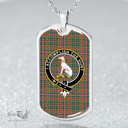 ScottishPlaid Hunter Old #3 (Michael Old #3) Ancient Clan Tartan Dog Tag Necklace - Crest Classic Scottish Plaid Tartan Plaid
