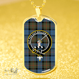 ScottishPlaid Gunn #2 Ancient Clan Tartan Dog Tag Necklace - Crest Classic Scottish Plaid Tartan Plaid