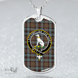 ScottishPlaid Hunter of Peebleshire (Michael of Peebleshire) Weathered Clan Tartan Dog Tag Necklace - Crest Classic Scottish Plaid Tartan Plaid
