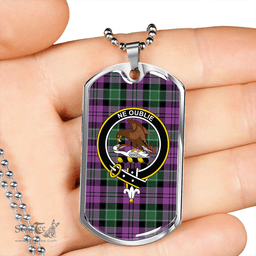 ScottishPlaid Graham of Menteith Plaid Ancient Clan Tartan Dog Tag Necklace - Crest Classic Scottish Plaid Tartan Plaid