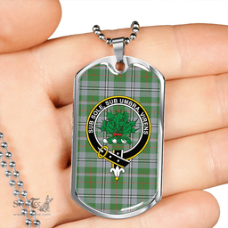 ScottishPlaid Irvine of Glentulchan Modern Clan Tartan Dog Tag Necklace - Crest Classic Scottish Plaid Tartan Plaid