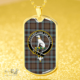ScottishPlaid Hunter of Peebleshire (Michael of Peebleshire) Weathered Clan Tartan Dog Tag Necklace - Crest Classic Scottish Plaid Tartan Plaid