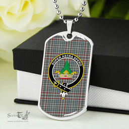 ScottishPlaid Gayre Dress Weathered Clan Tartan Dog Tag Necklace - Crest Classic Scottish Plaid Tartan Plaid