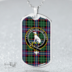 ScottishPlaid Hunter #2 (Michael #2) Modern Clan Tartan Dog Tag Necklace - Crest Classic Scottish Plaid Tartan Plaid