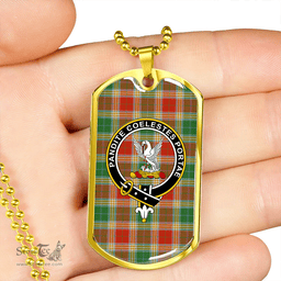 ScottishPlaid Gibson (Gibbs) Ancient Clan Tartan Dog Tag Necklace - Crest Classic Scottish Plaid Tartan Plaid