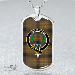 ScottishPlaid MacArthur 1815 #2 Weathered Clan Tartan Dog Tag Necklace - Crest Classic Scottish Plaid Tartan Plaid