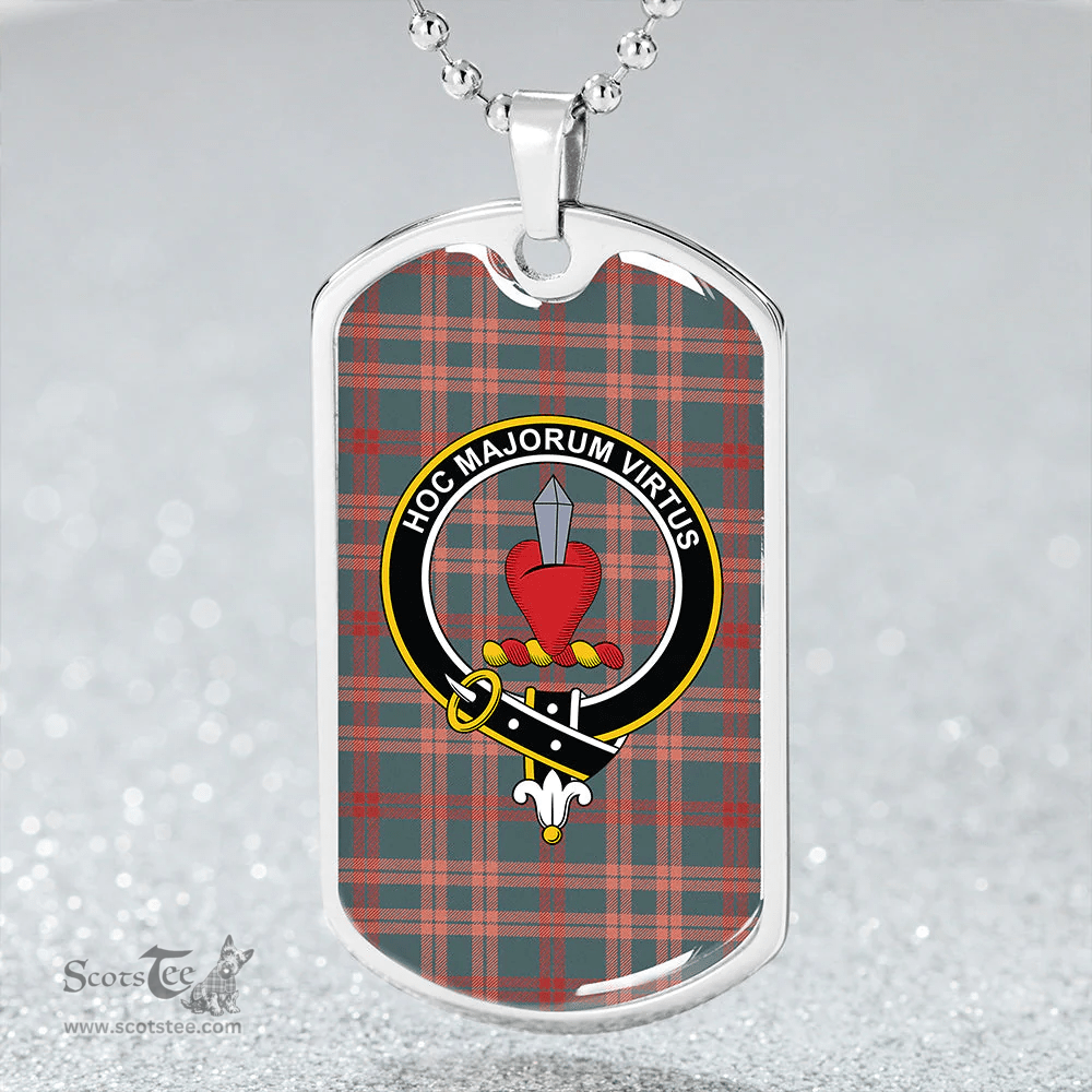 ScottishPlaid Logan #3 Weathered Clan Tartan Dog Tag Necklace - Crest Classic Scottish Plaid Tartan Plaid