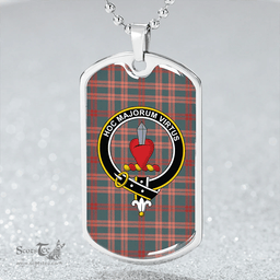 ScottishPlaid Logan #3 Weathered Clan Tartan Dog Tag Necklace - Crest Classic Scottish Plaid Tartan Plaid