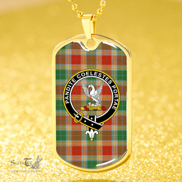 ScottishPlaid Gibson (Gibbs) Ancient Clan Tartan Dog Tag Necklace - Crest Classic Scottish Plaid Tartan Plaid