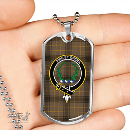 ScottishPlaid MacArthur 1815 #2 Weathered Clan Tartan Dog Tag Necklace - Crest Classic Scottish Plaid Tartan Plaid
