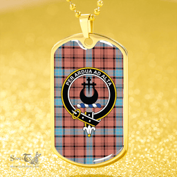 ScottishPlaid Hannay Dress (Haney Dress) Ancient Clan Tartan Dog Tag Necklace - Crest Classic Scottish Plaid Tartan Plaid