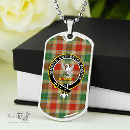 ScottishPlaid Gibson (Gibbs) Ancient Clan Tartan Dog Tag Necklace - Crest Classic Scottish Plaid Tartan Plaid