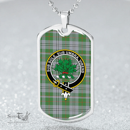 ScottishPlaid Irvine of Glentulchan Modern Clan Tartan Dog Tag Necklace - Crest Classic Scottish Plaid Tartan Plaid