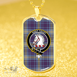 ScottishPlaid Hepburn #2 Weathered Clan Tartan Dog Tag Necklace - Crest Classic Scottish Plaid Tartan Plaid