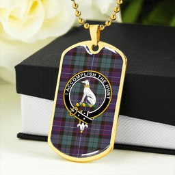 ScottishPlaid Hunter (Michael) Weathered Clan Tartan Dog Tag Necklace - Crest Classic Scottish Plaid Tartan Plaid