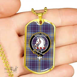 ScottishPlaid Hepburn #2 Weathered Clan Tartan Dog Tag Necklace - Crest Classic Scottish Plaid Tartan Plaid
