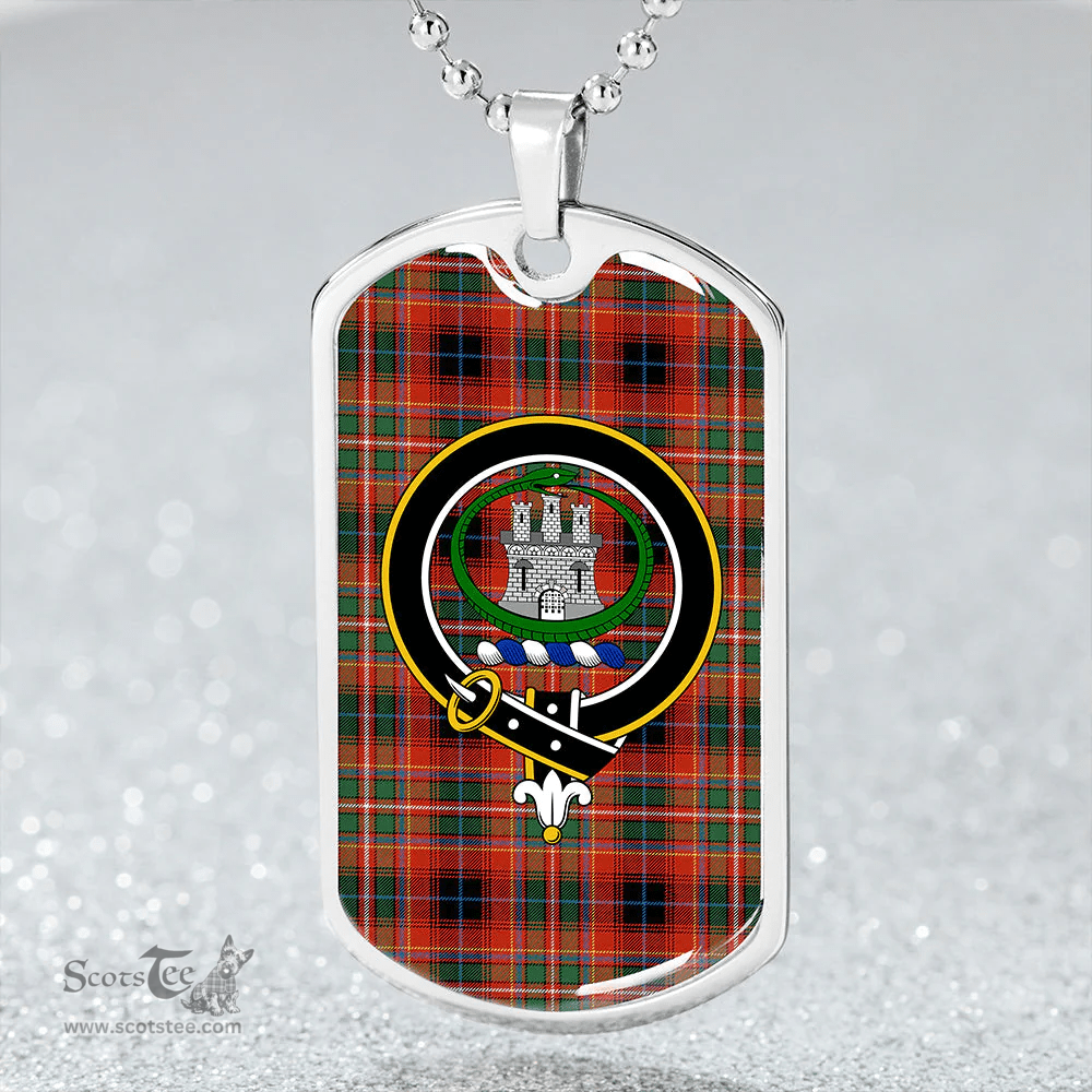 ScottishPlaid Innes Red Dress Ancient Clan Tartan Dog Tag Necklace - Crest Classic Scottish Plaid Tartan Plaid