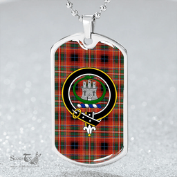 ScottishPlaid Innes Red Dress Ancient Clan Tartan Dog Tag Necklace - Crest Classic Scottish Plaid Tartan Plaid