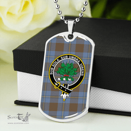 ScottishPlaid Irvine of Bonshaw Weathered Clan Tartan Dog Tag Necklace - Crest Classic Scottish Plaid Tartan Plaid