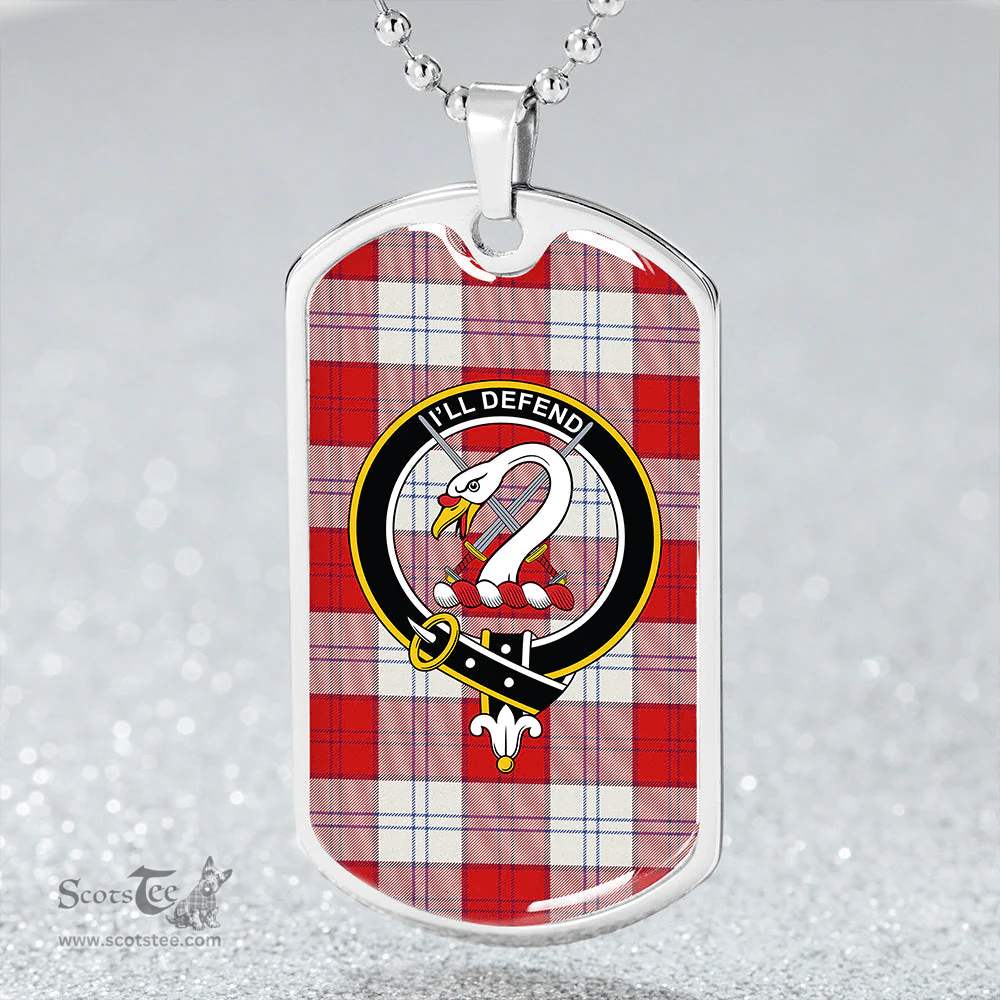 ScottishPlaid Lennox Dress Red Clan Tartan Dog Tag Necklace - Crest Classic Scottish Plaid Tartan Plaid