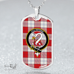 ScottishPlaid Lennox Dress Red Clan Tartan Dog Tag Necklace - Crest Classic Scottish Plaid Tartan Plaid