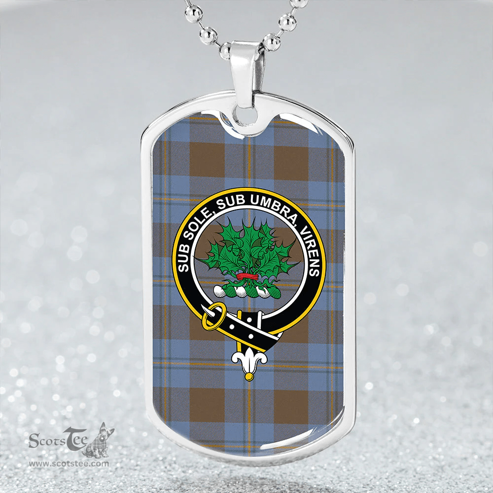ScottishPlaid Irvine of Bonshaw Weathered Clan Tartan Dog Tag Necklace - Crest Classic Scottish Plaid Tartan Plaid