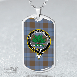 ScottishPlaid Irvine of Bonshaw Weathered Clan Tartan Dog Tag Necklace - Crest Classic Scottish Plaid Tartan Plaid