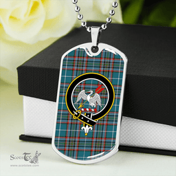 ScottishPlaid Gammell Dress Ancient Clan Tartan Dog Tag Necklace - Crest Classic Scottish Plaid Tartan Plaid