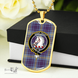 ScottishPlaid Hepburn #2 Weathered Clan Tartan Dog Tag Necklace - Crest Classic Scottish Plaid Tartan Plaid