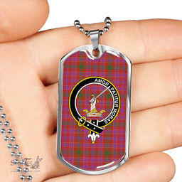 ScottishPlaid Lumsden of Clova Ancient Clan Tartan Dog Tag Necklace - Crest Classic Scottish Plaid Tartan Plaid
