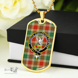 ScottishPlaid Gibson (Gibbs) Ancient Clan Tartan Dog Tag Necklace - Crest Classic Scottish Plaid Tartan Plaid