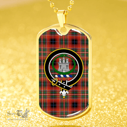 ScottishPlaid Innes Red Dress Ancient Clan Tartan Dog Tag Necklace - Crest Classic Scottish Plaid Tartan Plaid