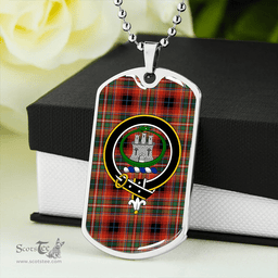 ScottishPlaid Innes Red Dress Ancient Clan Tartan Dog Tag Necklace - Crest Classic Scottish Plaid Tartan Plaid