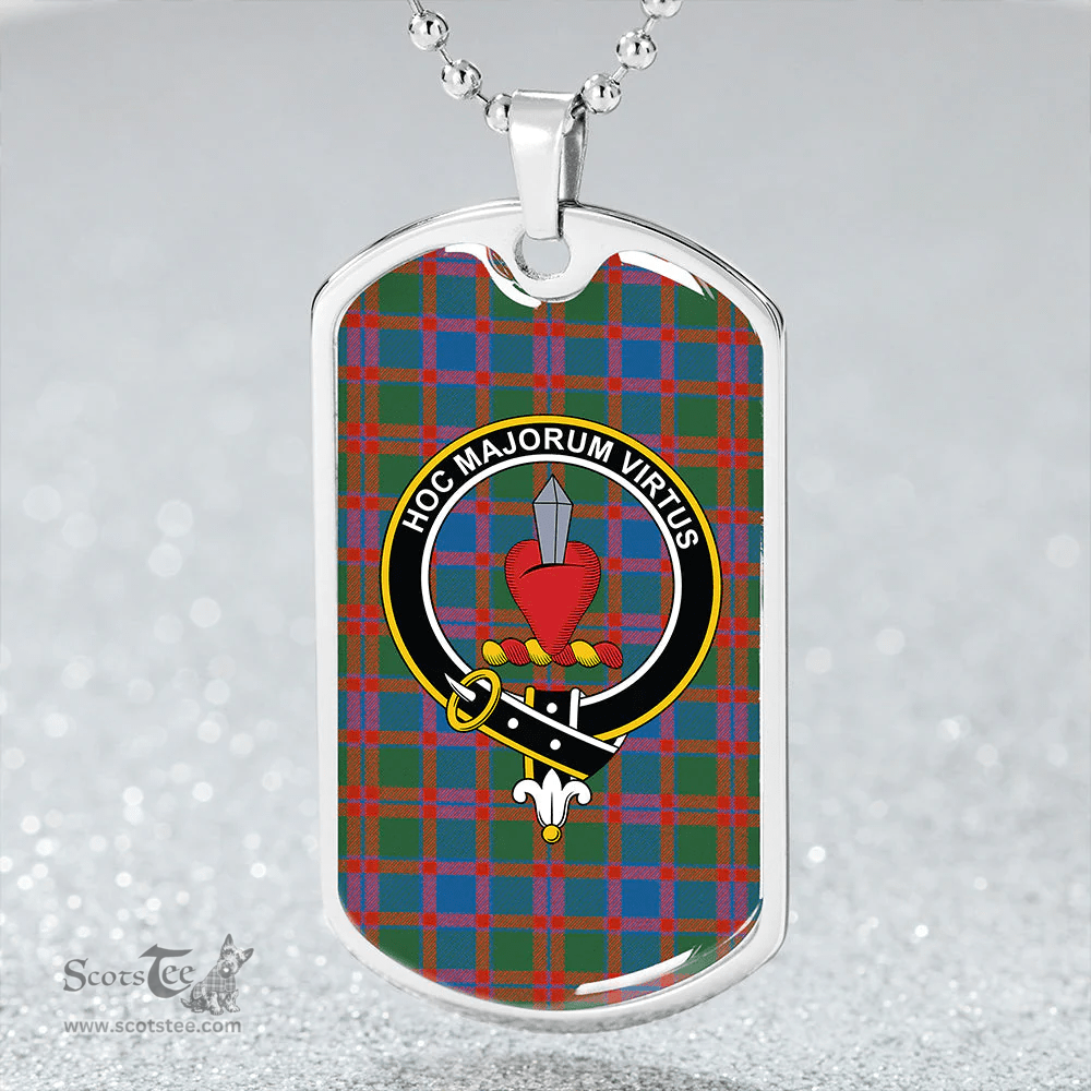ScottishPlaid Logan #5 Ancient Clan Tartan Dog Tag Necklace - Crest Classic Scottish Plaid Tartan Plaid