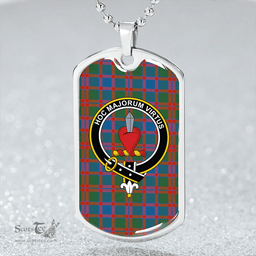 ScottishPlaid Logan #5 Ancient Clan Tartan Dog Tag Necklace - Crest Classic Scottish Plaid Tartan Plaid