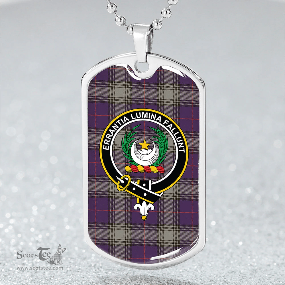 ScottishPlaid Kinnaird Weathered Clan Tartan Dog Tag Necklace - Crest Classic Scottish Plaid Tartan Plaid
