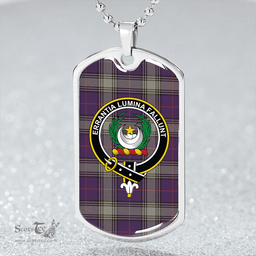 ScottishPlaid Kinnaird Weathered Clan Tartan Dog Tag Necklace - Crest Classic Scottish Plaid Tartan Plaid