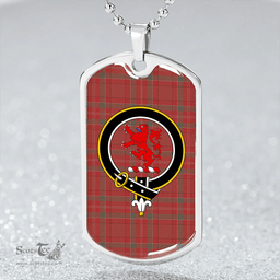 ScottishPlaid MacBrair #2 Weathered Clan Tartan Dog Tag Necklace - Crest Classic Scottish Plaid Tartan Plaid