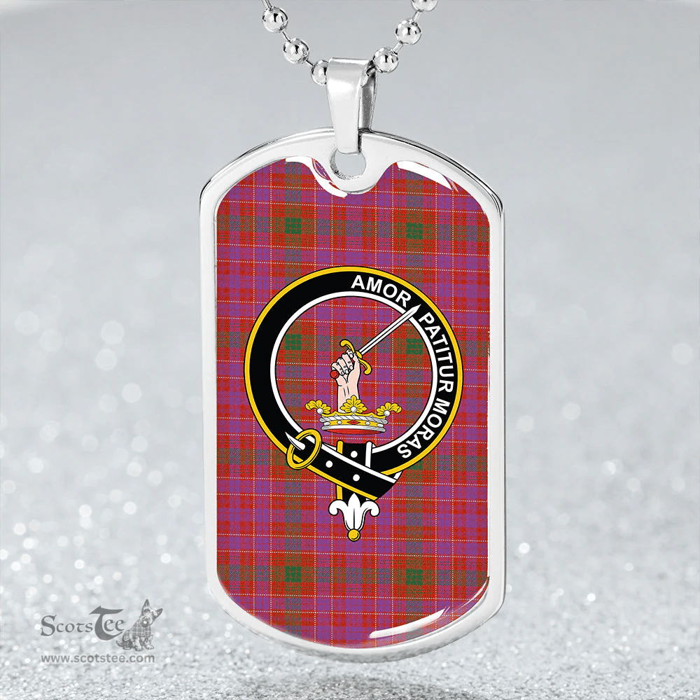 ScottishPlaid Lumsden of Clova Ancient Clan Tartan Dog Tag Necklace - Crest Classic Scottish Plaid Tartan Plaid