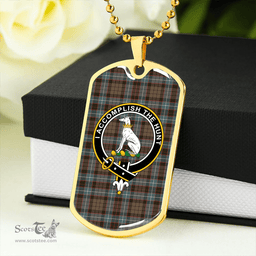 ScottishPlaid Hunter of Peebleshire (Michael of Peebleshire) Weathered Clan Tartan Dog Tag Necklace - Crest Classic Scottish Plaid Tartan Plaid